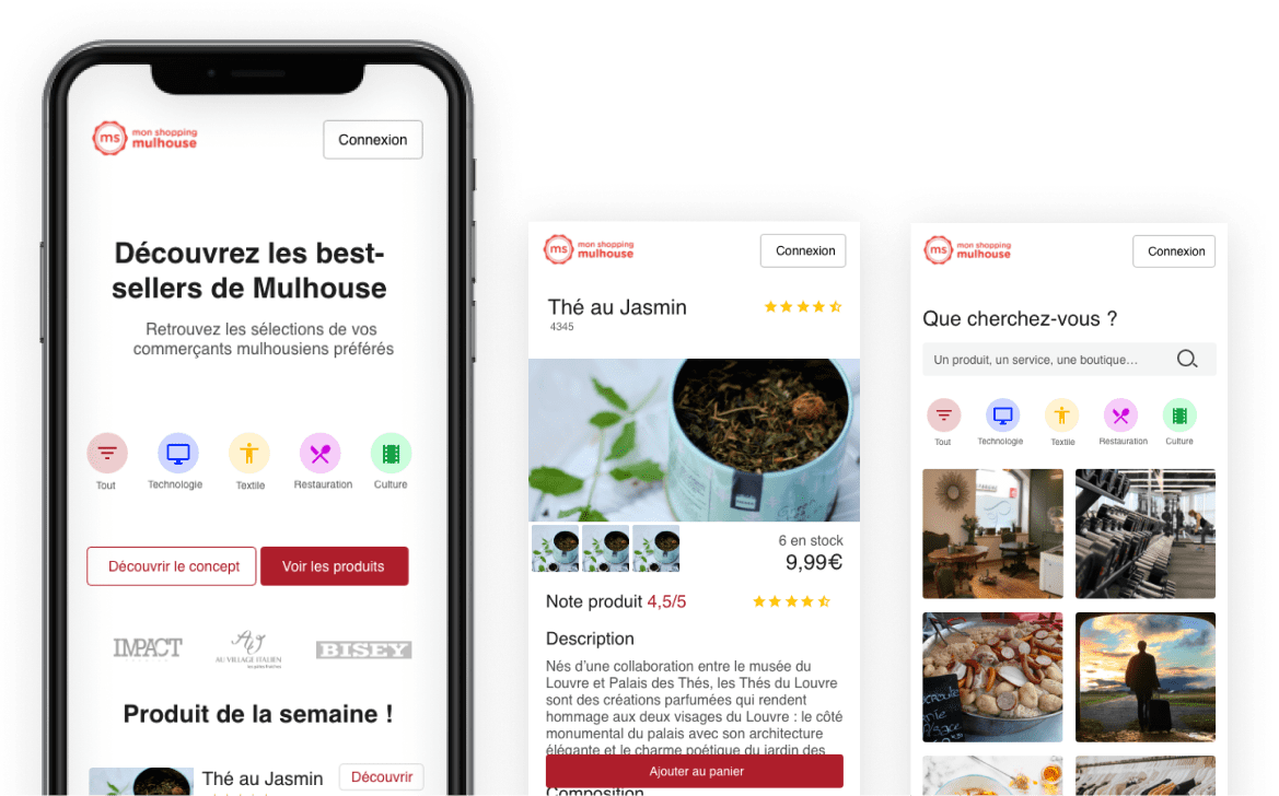 Écran accueil, application mon shopping